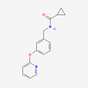molecular formula C16H16N2O2 B2861828 N-(3-(吡啶-2-氧基)苄基)环丙烷甲酰胺 CAS No. 1448028-58-7