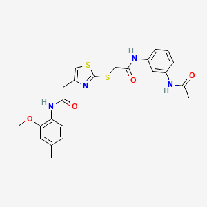 molecular formula C23H24N4O4S2 B2861838 N-(3-乙酰氨基苯基)-2-((4-(2-((2-甲氧基-4-甲基苯基)氨基)-2-氧代乙基)噻唑-2-基)硫代)乙酰胺 CAS No. 954040-62-1