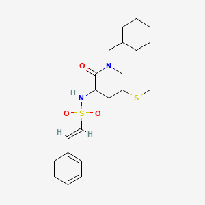 molecular formula C21H32N2O3S2 B2861839 N-(环己基甲基)-N-甲基-4-甲基硫代-2-[[(E)-2-苯乙烯基]磺酰氨基]丁酰胺 CAS No. 1189035-99-1