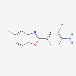 B2861844 2-Fluoro-4-(5-methyl-1,3-benzoxazol-2-yl)aniline CAS No. 1496436-01-1