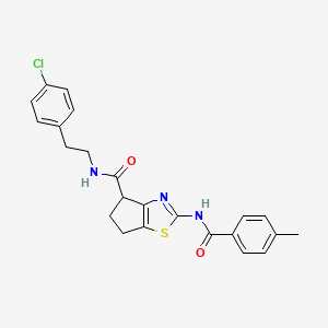 molecular formula C23H22ClN3O2S B2861849 N-(4-氯苯乙基)-2-(4-甲基苯甲酰胺)-5,6-二氢-4H-环戊[d]噻唑-4-甲酰胺 CAS No. 941880-22-4
