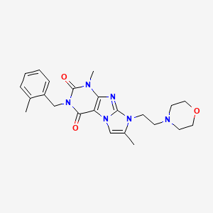 molecular formula C23H28N6O3 B2861858 4,7-Dimethyl-2-[(2-methylphenyl)methyl]-6-(2-morpholin-4-ylethyl)purino[7,8-a]imidazole-1,3-dione CAS No. 919040-71-4