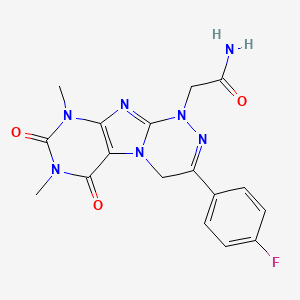 molecular formula C17H16FN7O3 B2861861 2-[3-(4-Fluorophenyl)-7,9-dimethyl-6,8-dioxo-5,7,9-trihydro-4H-1,2,4-triazino[4,3-h]purinyl]acetamide CAS No. 898410-61-2