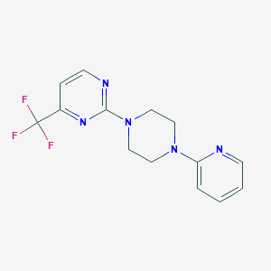 molecular formula C14H14F3N5 B2861863 2-(4-(Pyridin-2-yl)piperazin-1-yl)-4-(trifluoromethyl)pyrimidine CAS No. 682789-85-1