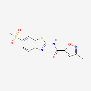 molecular formula C13H11N3O4S2 B2861864 3-methyl-N-(6-(methylsulfonyl)benzo[d]thiazol-2-yl)isoxazole-5-carboxamide CAS No. 946286-31-3