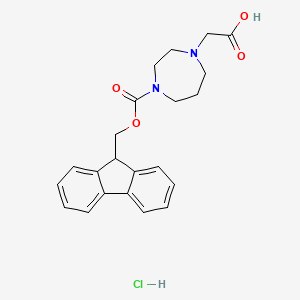molecular formula C22H25ClN2O4 B2861870 2-(4-{[(9H-fluoren-9-yl)methoxy]carbonyl}-1,4-diazepan-1-yl)acetic acid hydrochloride CAS No. 2172587-06-1