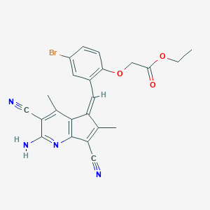 molecular formula C23H19BrN4O3 B286188 ethyl 2-[2-[(Z)-(2-amino-3,7-dicyano-4,6-dimethylcyclopenta[b]pyridin-5-ylidene)methyl]-4-bromophenoxy]acetate 