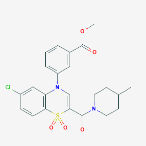 molecular formula C23H23ClN2O5S B2861884 methyl 3-(6-chloro-2-(4-methylpiperidine-1-carbonyl)-1,1-dioxido-4H-benzo[b][1,4]thiazin-4-yl)benzoate CAS No. 1251614-59-1