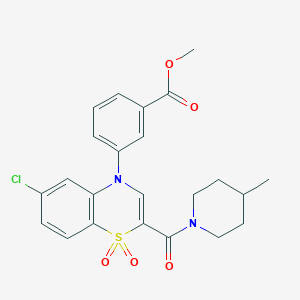 B2861884 methyl 3-(6-chloro-2-(4-methylpiperidine-1-carbonyl)-1,1-dioxido-4H-benzo[b][1,4]thiazin-4-yl)benzoate CAS No. 1251614-59-1