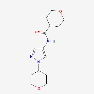 molecular formula C14H21N3O3 B2861885 N-[1-(oxan-4-yl)-1H-pyrazol-4-yl]oxane-4-carboxamide CAS No. 1704658-35-4