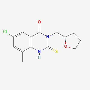 molecular formula C14H15ClN2O2S B2861887 6-Chloro-8-methyl-3-(oxolan-2-ylmethyl)-2-sulfanylidene-1H-quinazolin-4-one CAS No. 2309591-76-0