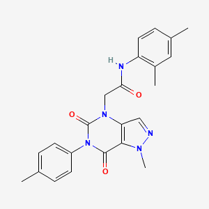 molecular formula C23H23N5O3 B2861888 N-(2,4-二甲苯基)-2-(1-甲基-5,7-二氧代-6-(对甲苯基)-6,7-二氢-1H-吡唑并[4,3-d]嘧啶-4(5H)-基)乙酰胺 CAS No. 892306-00-2