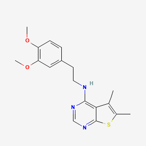 molecular formula C18H21N3O2S B2861889 N-[2-(3,4-二甲氧基苯基)乙基]-5,6-二甲基噻吩并[2,3-d]嘧啶-4-胺 CAS No. 315682-73-6