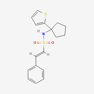 (E)-2-phenyl-N-(1-(thiophen-2-yl)cyclopentyl)ethenesulfonamide