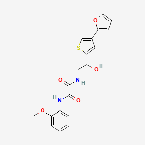 molecular formula C19H18N2O5S B2861920 N-[2-[4-(Furan-2-yl)thiophen-2-yl]-2-hydroxyethyl]-N'-(2-methoxyphenyl)oxamide CAS No. 2310146-48-4