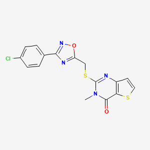 molecular formula C16H11ClN4O2S2 B2861934 2-(((3-(4-chlorophenyl)-1,2,4-oxadiazol-5-yl)methyl)thio)-3-methylthieno[3,2-d]pyrimidin-4(3H)-one CAS No. 1223927-83-0