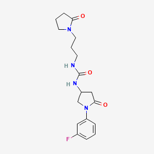 molecular formula C18H23FN4O3 B2861940 1-(1-(3-氟苯基)-5-氧代吡咯烷-3-基)-3-(3-(2-氧代吡咯烷-1-基)丙基)脲 CAS No. 894028-01-4