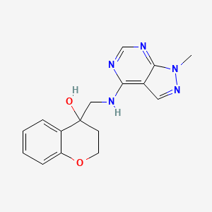 4-[[(1-Methylpyrazolo[3,4-d]pyrimidin-4-yl)amino]methyl]-2,3-dihydrochromen-4-ol