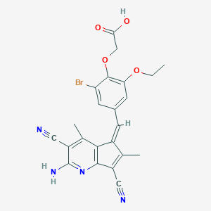 molecular formula C23H19BrN4O4 B286195 {4-[(2-amino-3,7-dicyano-4,6-dimethyl-5H-cyclopenta[b]pyridin-5-ylidene)methyl]-2-bromo-6-ethoxyphenoxy}acetic acid 