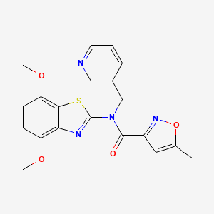 molecular formula C20H18N4O4S B2861962 N-(4,7-dimethoxybenzo[d]thiazol-2-yl)-5-methyl-N-(pyridin-3-ylmethyl)isoxazole-3-carboxamide CAS No. 946304-69-4