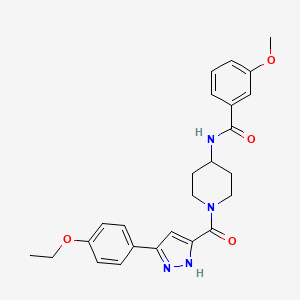 molecular formula C25H28N4O4 B2861968 N-(1-(3-(4-ethoxyphenyl)-1H-pyrazole-5-carbonyl)piperidin-4-yl)-3-methoxybenzamide CAS No. 1319197-34-6