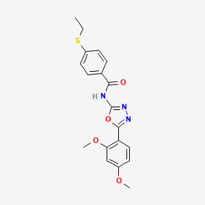 molecular formula C19H19N3O4S B2861969 N-[5-(2,4-二甲氧基苯基)-1,3,4-恶二唑-2-基]-4-乙硫基苯甲酰胺 CAS No. 886932-26-9