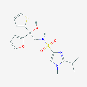 molecular formula C17H21N3O4S2 B2861978 N-(2-(furan-2-yl)-2-hydroxy-2-(thiophen-2-yl)ethyl)-2-isopropyl-1-methyl-1H-imidazole-4-sulfonamide CAS No. 2034334-72-8