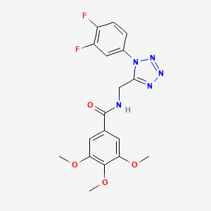molecular formula C18H17F2N5O4 B2861980 N-((1-(3,4-difluorophenyl)-1H-tetrazol-5-yl)methyl)-3,4,5-trimethoxybenzamide CAS No. 942000-05-7
