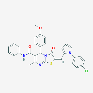 molecular formula C32H25ClN4O3S B286200 2-{[1-(4-chlorophenyl)-1H-pyrrol-2-yl]methylene}-5-(4-methoxyphenyl)-7-methyl-3-oxo-N-phenyl-2,3-dihydro-5H-[1,3]thiazolo[3,2-a]pyrimidine-6-carboxamide 