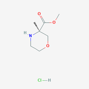 molecular formula C7H14ClNO3 B2862001 甲基(3R)-3-甲基吗啡-3-羧酸盐盐酸盐 CAS No. 1434126-90-5