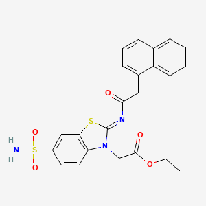Ethyl 2-[2-(2-naphthalen-1-ylacetyl)imino-6-sulfamoyl-1,3-benzothiazol-3-yl]acetate