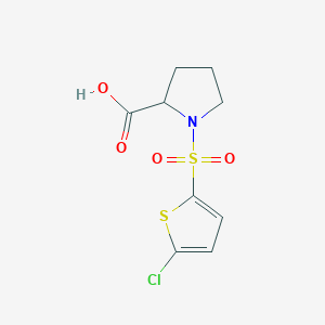 molecular formula C9H10ClNO4S2 B2862014 1-[(5-氯噻吩-2-基)磺酰基]吡咯烷-2-羧酸 CAS No. 1007999-30-5