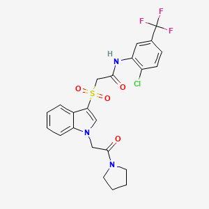 N-(2-chloro-5-(trifluoromethyl)phenyl)-2-((1-(2-oxo-2-(pyrrolidin-1-yl)ethyl)-1H-indol-3-yl)sulfonyl)acetamide