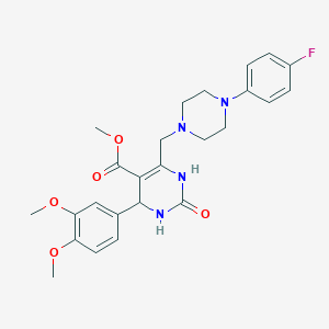 molecular formula C25H29FN4O5 B2862035 Methyl 4-(3,4-dimethoxyphenyl)-6-{[4-(4-fluorophenyl)piperazin-1-yl]methyl}-2-oxo-1,2,3,4-tetrahydropyrimidine-5-carboxylate CAS No. 1252839-46-5