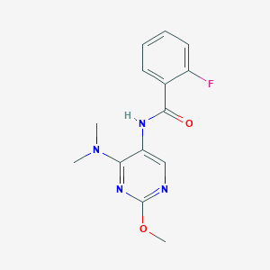 molecular formula C14H15FN4O2 B2862042 N-(4-(dimethylamino)-2-methoxypyrimidin-5-yl)-2-fluorobenzamide CAS No. 1797244-24-6