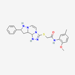 N-(2-methoxy-5-methylphenyl)-2-({11-phenyl-3,4,6,9,10-pentaazatricyclo[7.3.0.0^{2,6}]dodeca-1(12),2,4,7,10-pentaen-5-yl}sulfanyl)acetamide