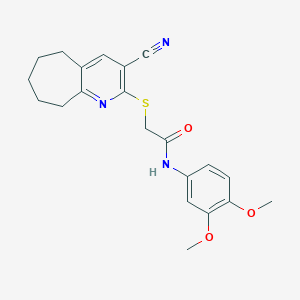 2-[(3-cyano-6,7,8,9-tetrahydro-5H-cyclohepta[b]pyridin-2-yl)sulfanyl]-N-(3,4-dimethoxyphenyl)acetamide