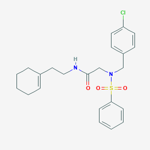 molecular formula C23H27ClN2O3S B286205 2-[(4-chlorobenzyl)(phenylsulfonyl)amino]-N-[2-(1-cyclohexen-1-yl)ethyl]acetamide 