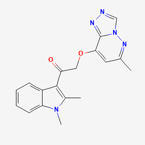 molecular formula C18H17N5O2 B2862057 1-(1,2-dimethyl-1H-indol-3-yl)-2-((6-methyl-[1,2,4]triazolo[4,3-b]pyridazin-8-yl)oxy)ethanone CAS No. 2034304-84-0