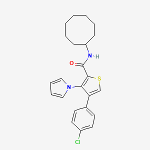 molecular formula C23H25ClN2OS B2862060 4-(4-chlorophenyl)-N-cyclooctyl-3-(1H-pyrrol-1-yl)thiophene-2-carboxamide CAS No. 1291871-58-3