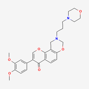 molecular formula C26H30N2O6 B2862061 3-(3,4-dimethoxyphenyl)-9-(3-morpholinopropyl)-9,10-dihydrochromeno[8,7-e][1,3]oxazin-4(8H)-one CAS No. 951969-45-2