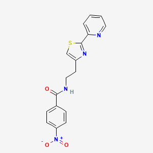 molecular formula C17H14N4O3S B2862066 4-nitro-N-{2-[2-(2-pyridinyl)-1,3-thiazol-4-yl]ethyl}benzenecarboxamide CAS No. 861211-23-6
