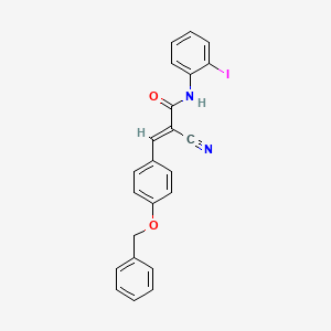 molecular formula C23H17IN2O2 B2862067 (E)-3-(4-(苄氧基)苯基)-2-氰基-N-(2-碘苯基)丙烯酰胺 CAS No. 359776-92-4