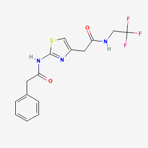 molecular formula C15H14F3N3O2S B2862088 N-(4-(2-oxo-2-((2,2,2-trifluoroethyl)amino)ethyl)thiazol-2-yl)-2-phenylacetamide CAS No. 1206987-05-4