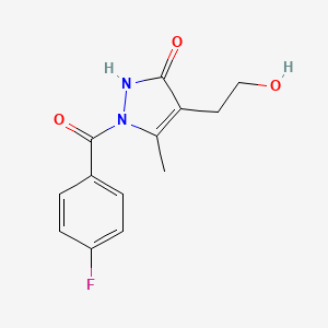 molecular formula C13H13FN2O3 B2862097 1-(4-fluorobenzoyl)-4-(2-hydroxyethyl)-5-methyl-1,2-dihydro-3H-pyrazol-3-one CAS No. 866018-39-5