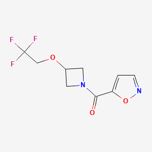 molecular formula C9H9F3N2O3 B2862106 Isoxazol-5-yl(3-(2,2,2-trifluoroethoxy)azetidin-1-yl)methanone CAS No. 2034260-75-6