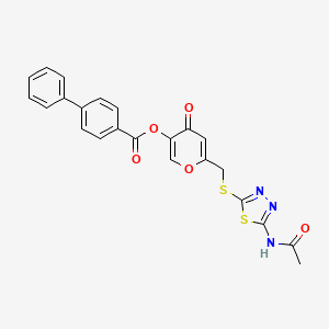 6-(((5-acetamido-1,3,4-thiadiazol-2-yl)thio)methyl)-4-oxo-4H-pyran-3-yl [1,1'-biphenyl]-4-carboxylate