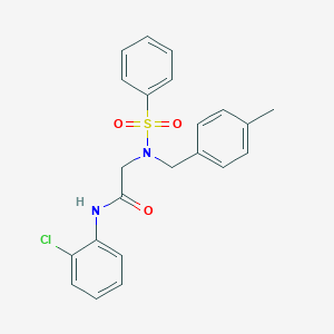 molecular formula C22H21ClN2O3S B286212 2-[benzenesulfonyl-[(4-methylphenyl)methyl]amino]-N-(2-chlorophenyl)acetamide 