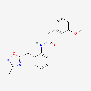 molecular formula C19H19N3O3 B2862120 2-(3-methoxyphenyl)-N-(2-((3-methyl-1,2,4-oxadiazol-5-yl)methyl)phenyl)acetamide CAS No. 1448029-67-1
