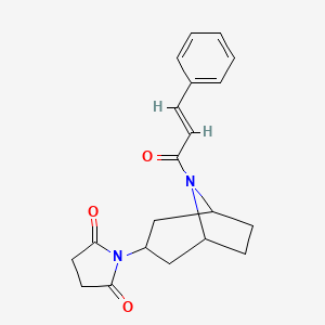 molecular formula C20H22N2O3 B2862137 1-((1R,5S)-8-cinnamoyl-8-azabicyclo[3.2.1]octan-3-yl)pyrrolidine-2,5-dione CAS No. 2063274-76-8